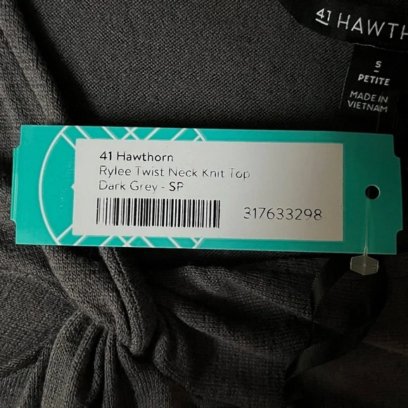 NWT 41 Hawthorn Women’s Rylee Twist Neck Knit Top – Dark Grey – Small Petite - Picture 6 of 8